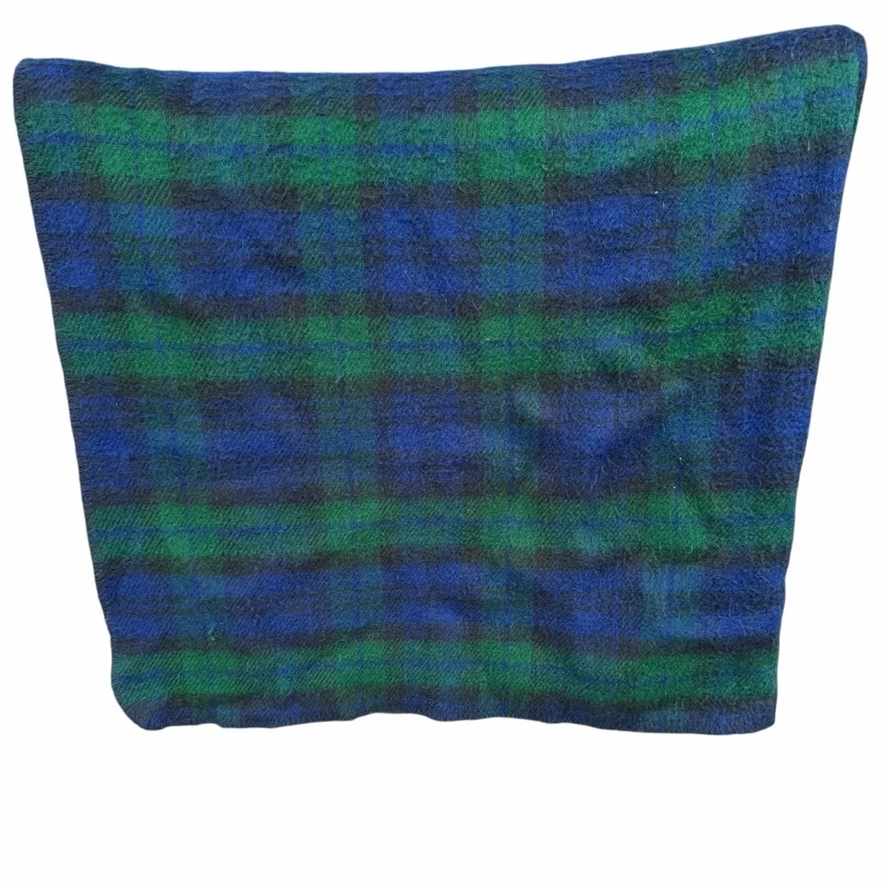 VTG Ralph Lauren Black Watch Plaid Acrylic Stadium Throw Blanket 49x64 USA READ